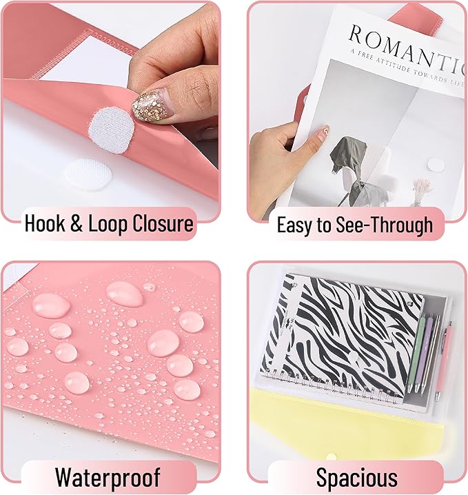 Mr. Pen- Clear Plastic Envelopes File Folders, 10 Pack, A4, Letter Size, Colorful Flaps, Clear Folders for Documents Plastic Poly Envelopes with Label for School, Home, Work, Office, Organizer