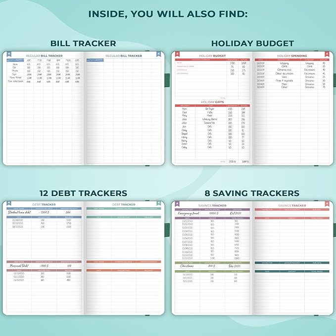 Clever Fox Bi Weekly Budget Planner – Undated Financial Organizer Book – Expense Tracker, Budgeting & Bill Notebook, A5 (Turquoise)