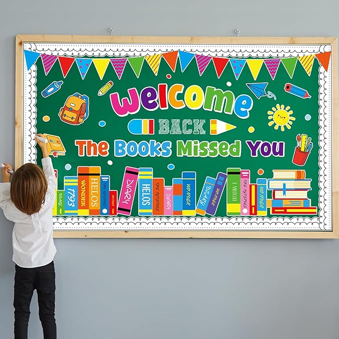 Welcome Back to School Bulletin Board Decorations Welcome Back the Books Missed You Bulletin Board Colorful Paper Books Cutouts Reading Classroom Decoration for Home Library Preschool Wall Supplies