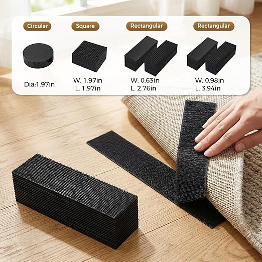20 Pairs Heavy Duty Hook and Loop Tape, Strong Self Adhesive Interlocking Strips, No Drill Damage-Free Fasteners for Home Office Car (White) (1.97x1.97in 20pcs)