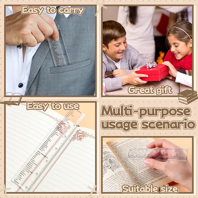 24 Pcs Clear Bible Verses Ruler with Scalloped Edge 6 Inch Christian Rulers with Books of The Bible for School Classrooms,Multitool or Bookmark(Old & New Testament)