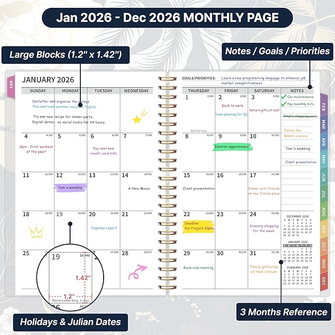2026 Appointment Book, 30 Minutes-Hourly, Weekly ＆ Monthly Calendar Planner 2026, Jan 2026 - Dec 2026, 6.2'' x 8.4'', 2026 Daily Planner with Tabs ＆Pocket, Flexible Cover, Great for Office, Home, School