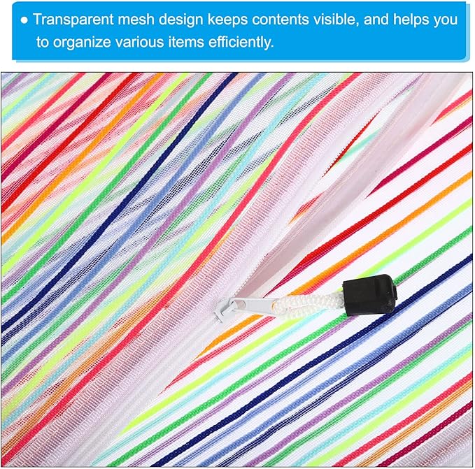 PATIKIL Mesh Zipper Pouch, 12 Pack Nylon A4 Size Pen Pencil Case Document Toiletry Cosmetic Makeup Zipper Travel Pouch Organizer for Office, White