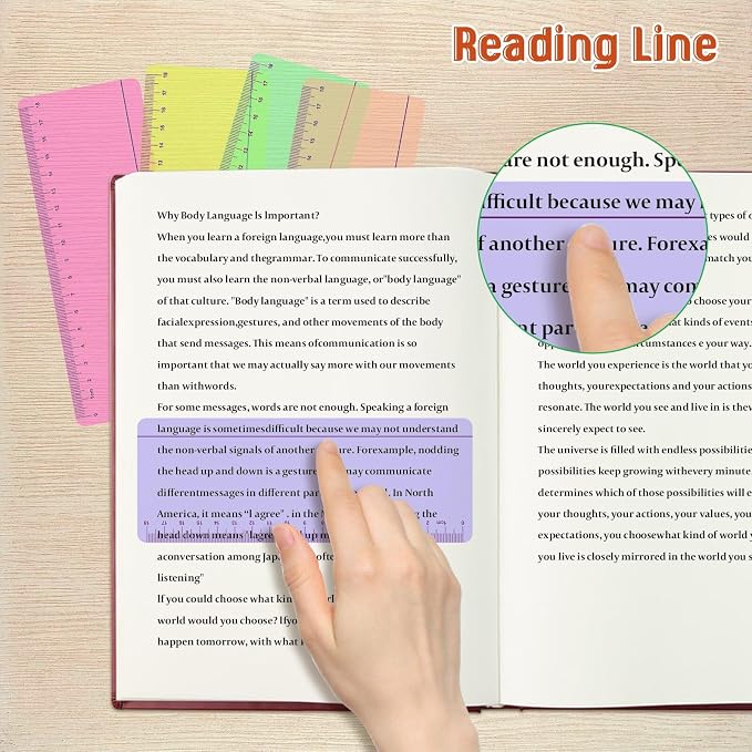 8 Pieces Guided Reading Strips Colored Highlight Strips Overlays and Rulers | Reading Bookmark Reading Line Trackers for Kids Dyslexia Reading Strips Student Reading Tools