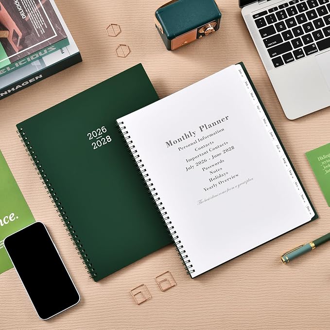 Monthly Planner 2026-2028 - Planner 2026-2028, 9'' x 11'', from JULY 2026 to JUNE 2028, 24 Months Monthly Calendar Planner With Tabs, Inner Pocket