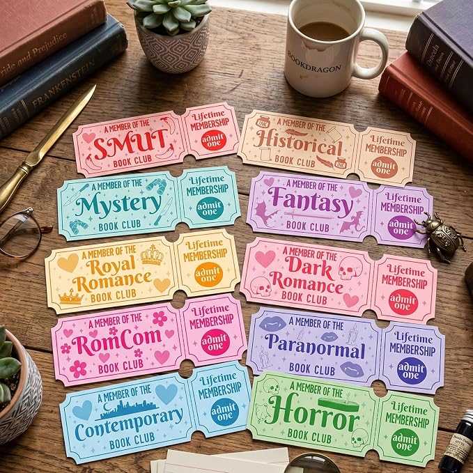 Wxiben Reading Ticket Bookmarks Gifts - 100 Pcs Book Club Bookmarks Funny Tracker Book Marks Page Marker Clip Gift for Women Book Lovers Office School Teachers Bookish Reader Accessory