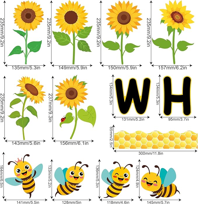 Sokfone Bee Bulletin Board Decor Set, Beneficial Habits Classroom Themes Decoration for Back School Teacher Student Door Wall Chalkboard Supplies