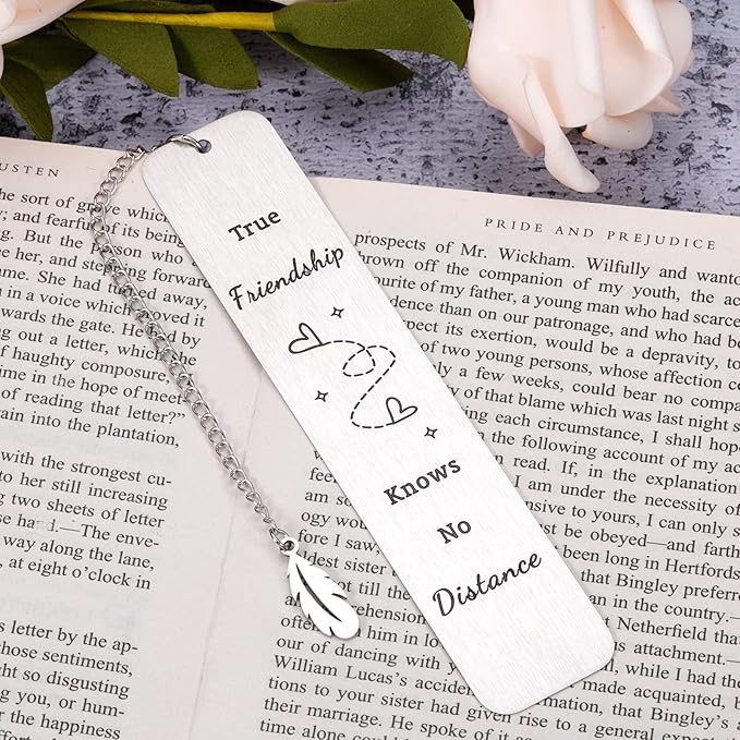 Long Distance Friendship Gifts Bookmark - Going Away Best Friends Gi-fts for Women Girls Leaving Moving Away Gift for Friends Sister BFF for Birthday Galentines Christmas Farewell Long Distance Gifts