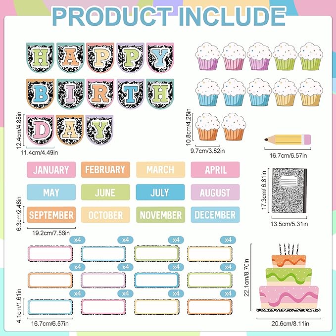 Classroom Composition Birthday Bulletin Board Set Composition Notebook Name Tags and Cutouts First Day of School Wall Door Display Classroom Craft for Teacher Supplies