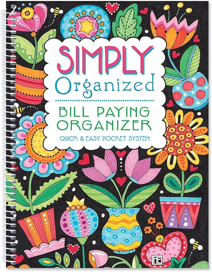 Current Mary Engelbreit Bill Paying Organizer Book - 9" x 12” Personal Account Book, Spiral Bound, 14 Storage Pockets, 32 Label Stickers, Monthly Finance & Payment Management Tracker for Home & Office
