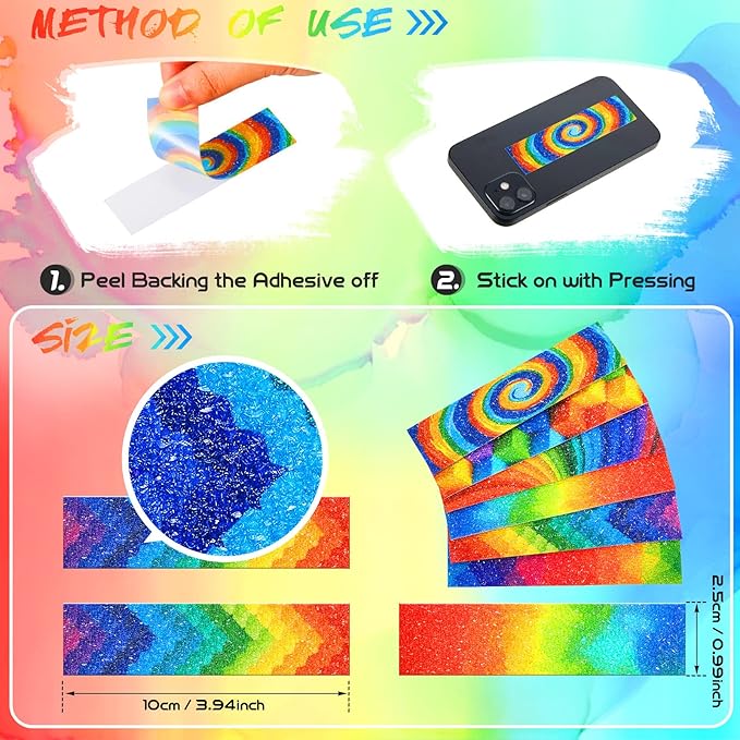 Gersoniel 72 Pcs Anxiety Sensory Stickers Calm Stickers Adhesive Textured Mental Health Strips Mindfulness Fidget Decals Stress Anxiety Relief Items for Desk Therapy Office Counselor(Rainbow)