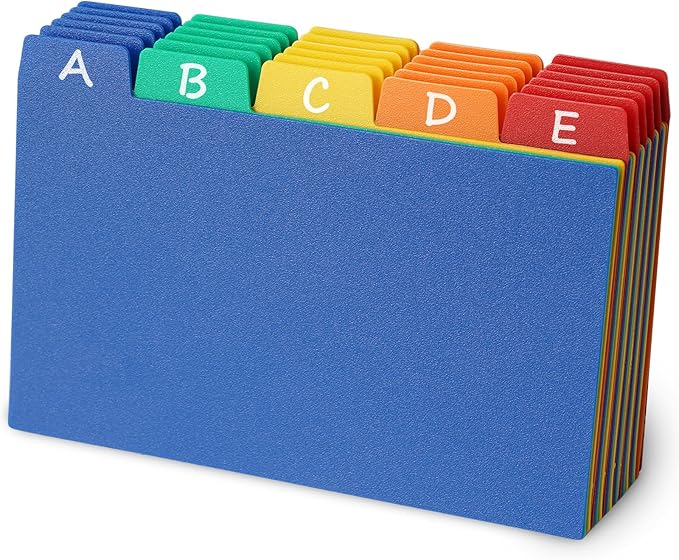 Olivo Index Card Dividers Tabs 3x5 Poly Plastic Card File Guides 3" x 5", Colored, 30 Pack