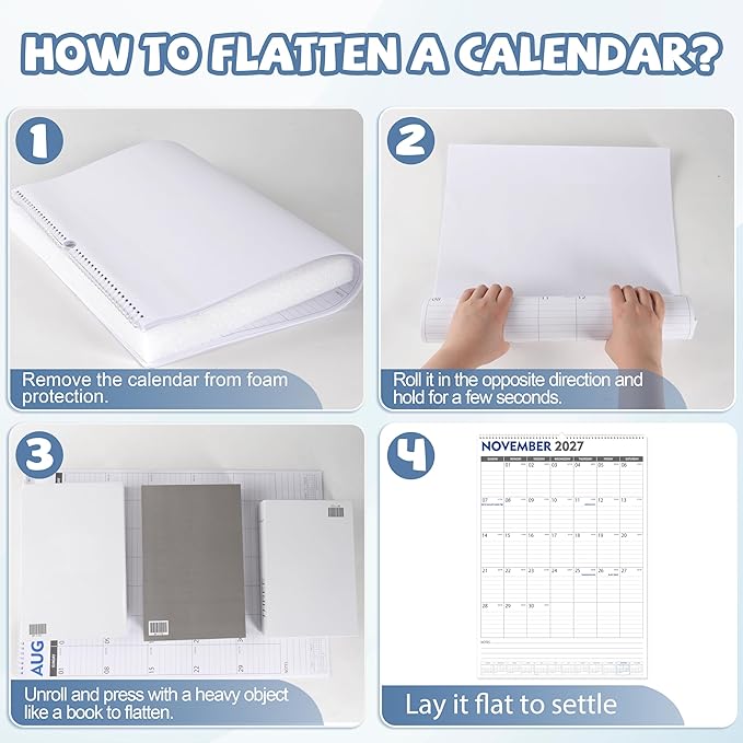 GuassLee Large Wall Calendar 2026-2027, 22"x15" Vertical Wall Calendar 2026, Jun. 2026 to Dec. 2027, 19-Month Paper Hanging Planner Wall with Julian Date for Office Home Planning & Organizing