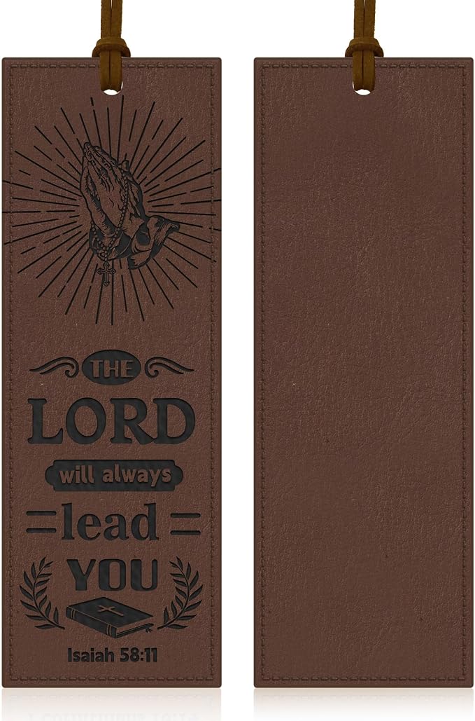 1PCS Leather Bookmark Bible Bookmarks for Reading Women Men Book Lovers Gifts, Stitched Religious Christian Bookmark Page Markers Inspirational Bible Verse Scripture Book Marks (Vintage-2-Prayer)