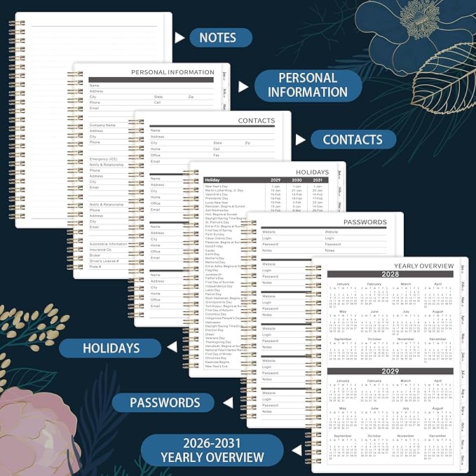 2026-2031 Monthly Planner - 5 Year Monthly Planner 2026-2031, July 2026 - June 2031, 6.4'' x 8.5", 5 Year Calendar, 60 Months Tabs, Pocket, Holidays, Notes Pages