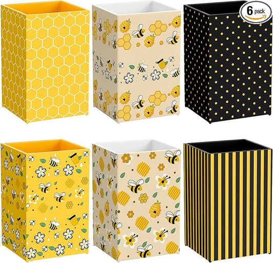 6 Pcs Bee Theme Classroom Decor Classroom Magnetic Storage Boxes Magnetic Storage Containers Plastics Pen Holder for Refrigerator Whiteboard Home Office School Organizer Supply