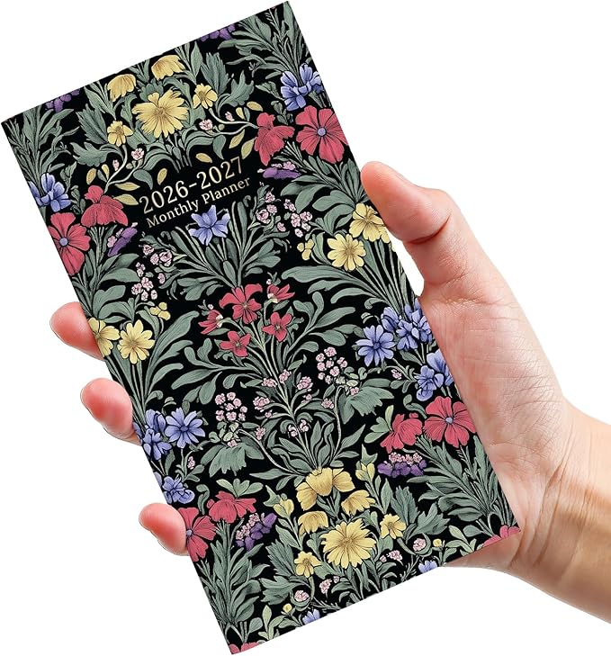 Pocket Calendar 2026-2027 for Purse, Two Year Monthly Planner Pocket Size 6.5" x 3.5", Jan 2026 - Dec 2027 Monthly Planner Small Calendar for School, Work and Home - Symmetrical Tapestry