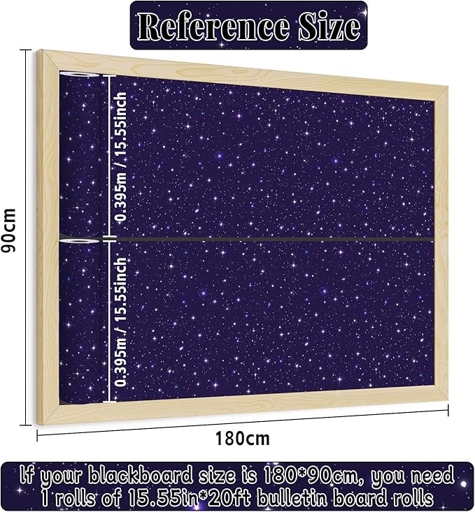 Outer Space Bulletin Board Roll Reusable Waterproof Erasable Night Sky Board Galaxy Fabric Bulletin Board Fadeless Night Sky Background Galaxy Planet Poster for Classroom Decor Wrap Craft 15.5" x20ft