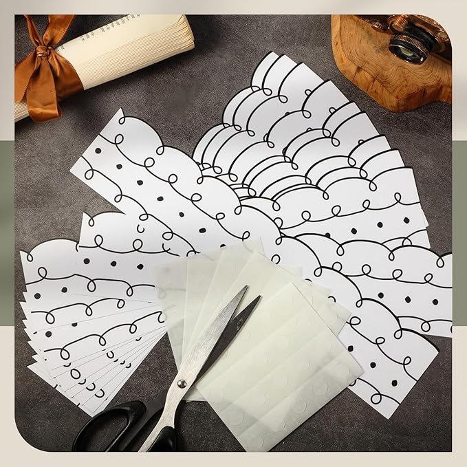 Leinuosen 50.5 ft Bulletin Board Border 44 Pcs Squiggles and Dots Die Cut Border Trims with 20 Sheet Glue Point Dots Bulletin Back to School Decoration for Classroom School Office(White with Black)