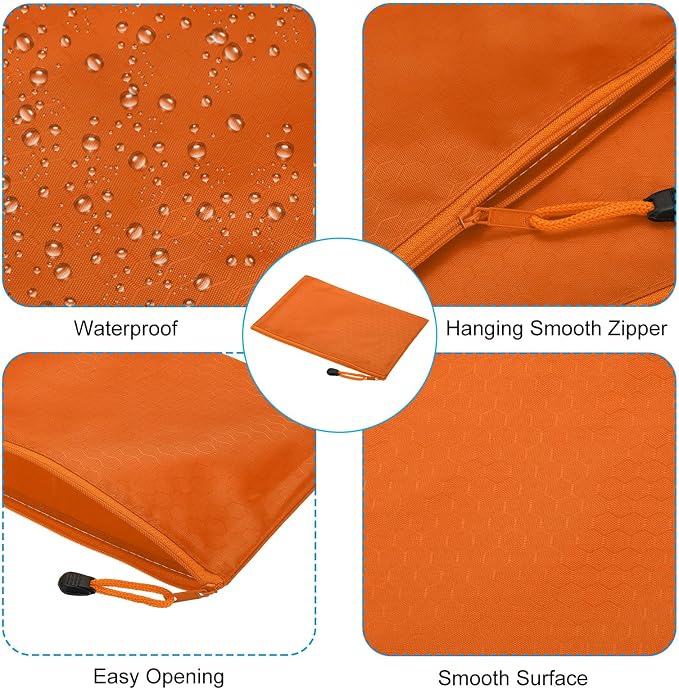PATIKIL Waterproof Zipper File Bags, 3 Pack A5 Document Holders Pencil Pouch for Office, Orange
