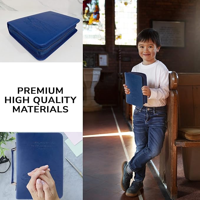 DEHITE Bible Cover Case for Men and Women – Leather Bible Carrying Bag – Pen Slots – Zippered Pocket – Premium Faux Leather