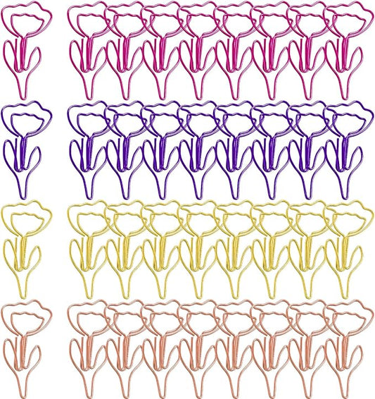 ELANE 36 pcs Paper Clips Bookmarks Dispenser Bookmark Memo Clip for School Teacher Office Supply Student Stationery. (Colorful-Flowers)