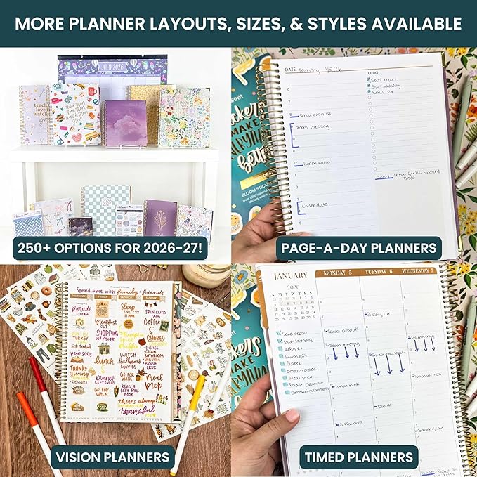 bloom daily planners HARDCOVER Planner 2026-2027 for Women - Academic Year (July 2026 - July 2027) 13 Months - A5 Monthly & Weekly Agenda Book - 5.5” x 8.25” - Garden Party, Beige