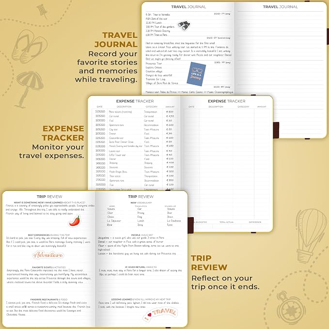 Clever Fox Travel Journal – Vacation & Trip Organizer with Budget Plan, Packing List, Travelling Expense Tracker, A5 (Amber Yellow)