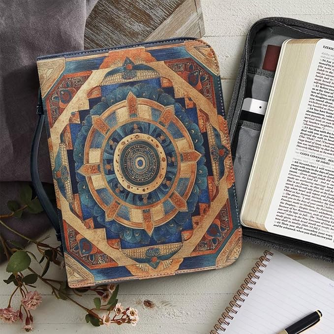 Mandala Style Bible Book Cover Bible Carrying Book Case for Women Bible Cover Carrier Carrying Organizer Bag Bible Study Accessories-Size：XL
