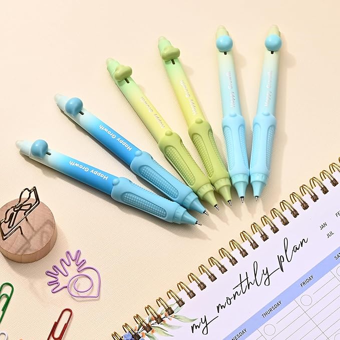 Temiary 6 Pcs Retractable Erasable Gel Pens & 10 Pcs Refills, Ink Pen with Eraser, 0.5 mm Fine Point Smooth Writing for Crossword Puzzles Journal Supplies (Morandi)
