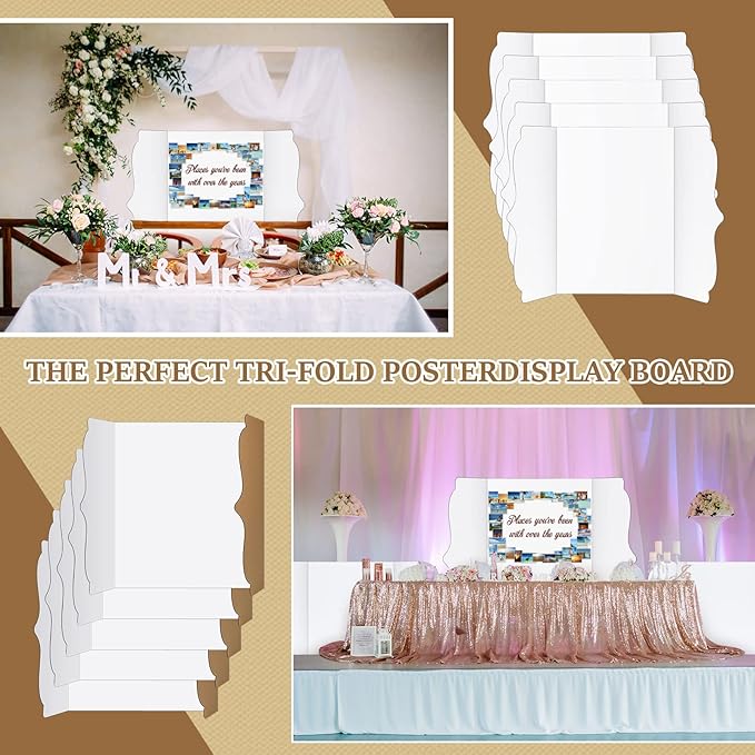 Geyee 20 Pcs Trifold Poster Board Bulk 36" x 48" Sturdy White Presentation Board Self-Standing Science fairs Display Boards for School Fun Projects and Business Presentations