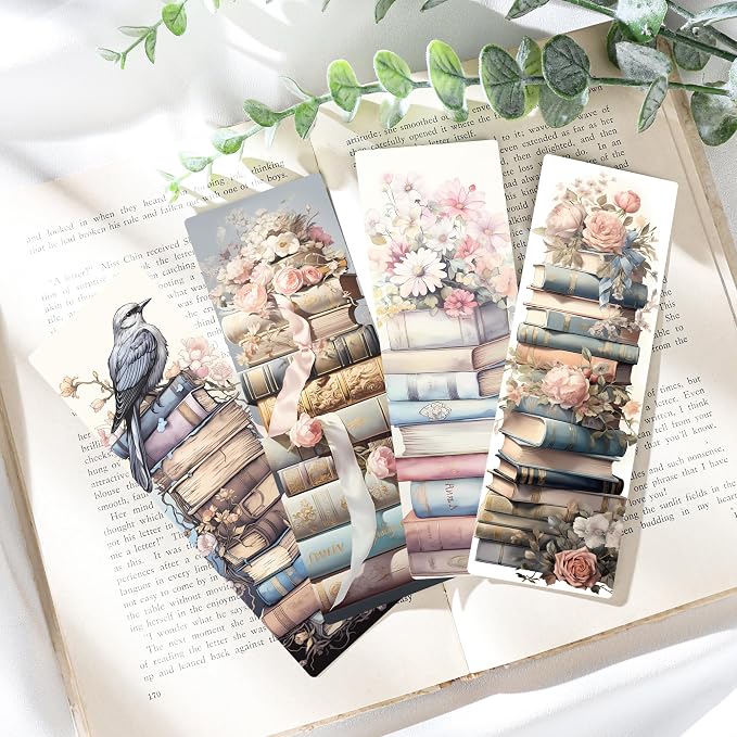 Vintage Bookmarks Bulk Gifts - 100 Pcs Cute Cats Paper Bookmark for Women Girls Students Book Lovers Flower Page Marks School Classroom Reading Accessories Bookish Gift for Birthday Graduation