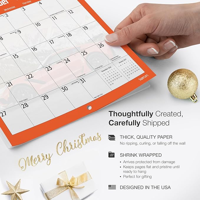 RED EMBER Select - Supercars 2026 Wall Calendar 12 Month | 12" x 24" Open | Thick & Sturdy Paper | Giftable | Luxury Exotic Sports Car Calendar 2026