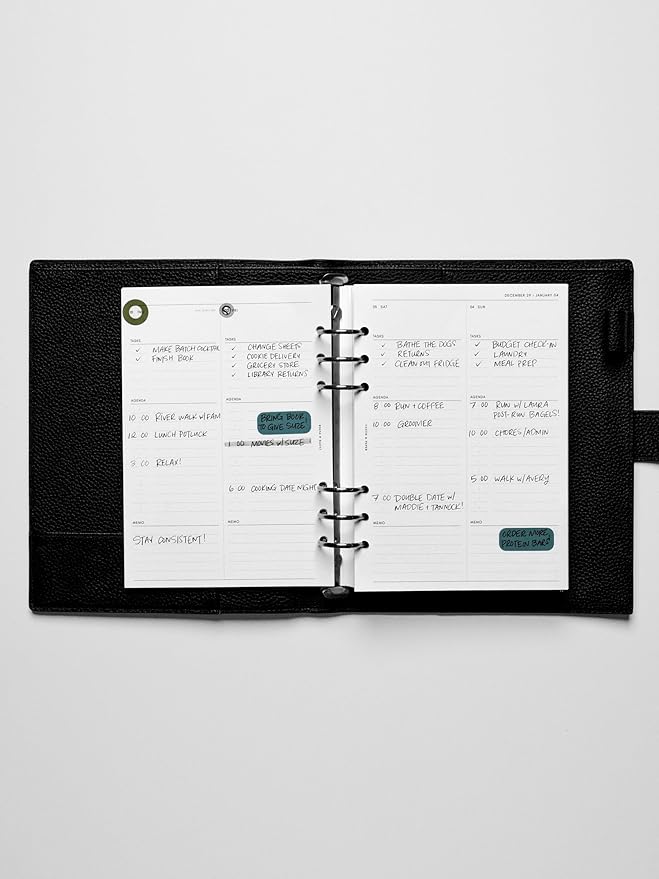 Cloth & Paper 2026 Daily Planner Inserts - Monday Start | Personal Size 3.75 x 6.75 | Minimalist Agenda Refills | 2 Days Per Page | 6 Ring Planner Refills for Daily Organizers | Heavyweight Paper