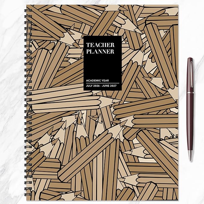 TF Publishing July 2026 - June 2027 Kraft & Lead Teacher and Home School Lesson Planning Book - Teacher Planner 2026-2027 with Monthly Spreads, Weekly Pages, and Class Sections - 9in x 11in