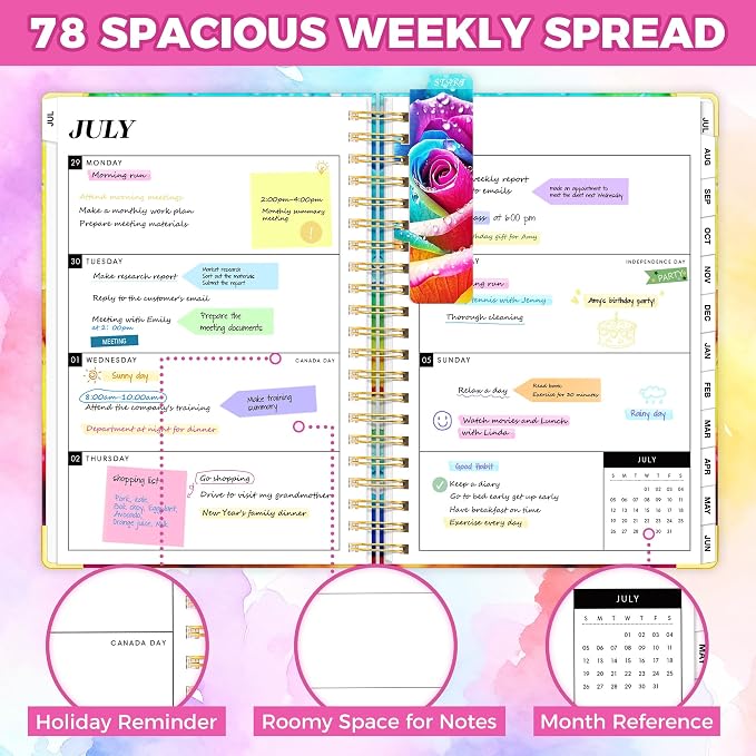 Planner 2026-2027, 18 Month Weekly and Monthly Academic Planner, July. 2026 - Dec. 2027, 9" x 11.6" A4 Large Hardcover Calendar Planner with Page Tabs, Separator Page, Inner Pocket, Bookmark, Stickers, Sticky Note Set