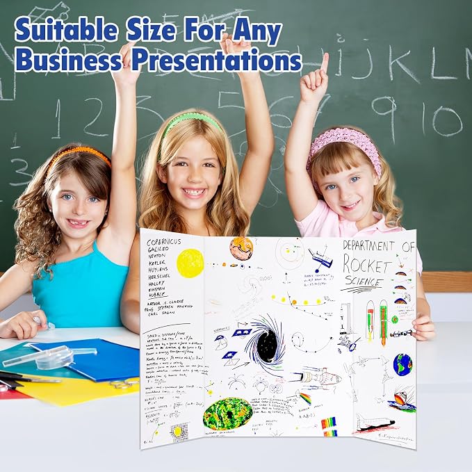 Trifold Poster Board,36 Pack 24" x 16" White Corrugated Poster Boards,Display Board,Perfect for School Projects, Science Fairs, Event Displays, and Business Presentations