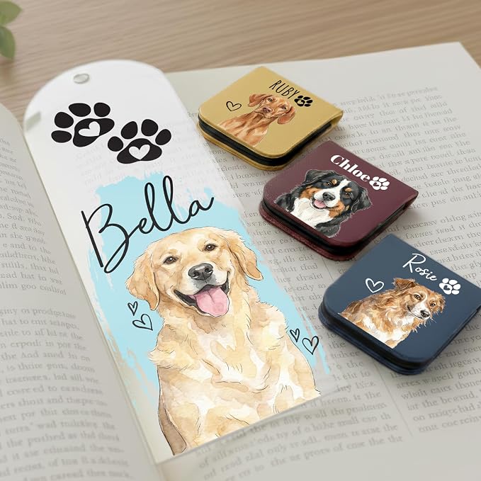 Personalized Magnetic Bookmark with Name, Custom Name Page Marker for Readers, Teachers, and Students, Floral and Botanical Design (2-Pet Acrylic)