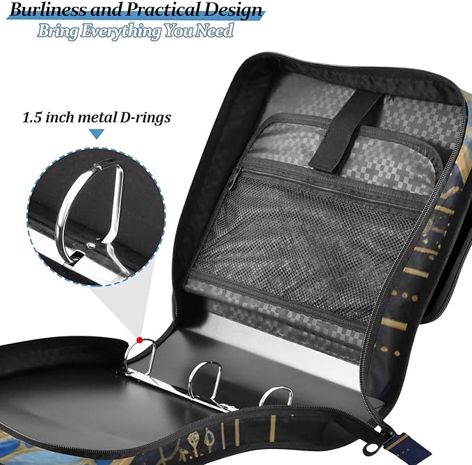ALAZA Moon Witchy 3 Ring Zipper Binder 500 Sheets Expanding File Folder Bag Case Briefcase