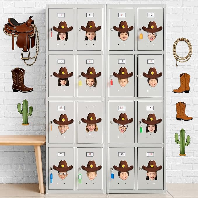 160Pcs Western Cowboy Hat Cutouts West Themed Cowgirl Bulletin Board Decorations Rodeo Party Paper Cut-Outs Classroom Decor for DIY Craft Photo Wall Back to School Kindergarten Party Favor Supplies