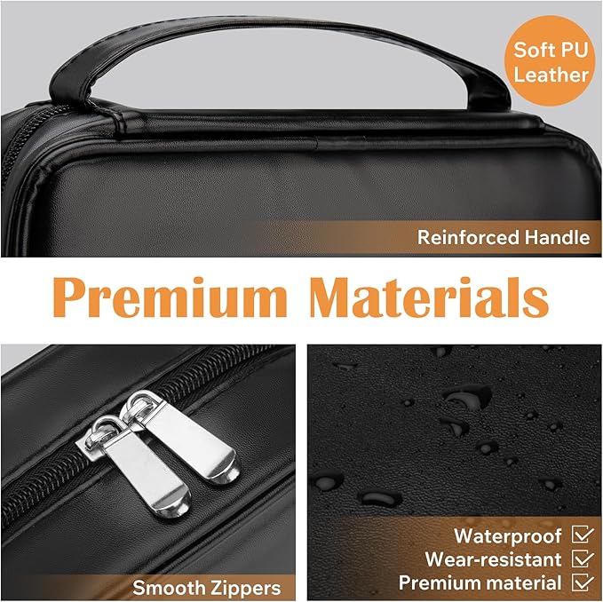 Small Bible Cover Case for Women and Men, 9x6 PU Leather Bible Sleeve, Compact Travel Bible Carrier Bag with Front Pen Holders, Zipper Closure, Inner Pockets - Black