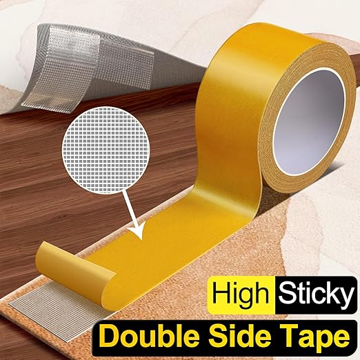 Fabric Tape Multifunctional Double Sided Tape for Clothes 2 Rolls 1inchx33FT10m Heavy Duty Mounting Tape with Strong Adhesion, Suitable for Carpets, Sofas, Doormats, Wood, Glass, Plastic