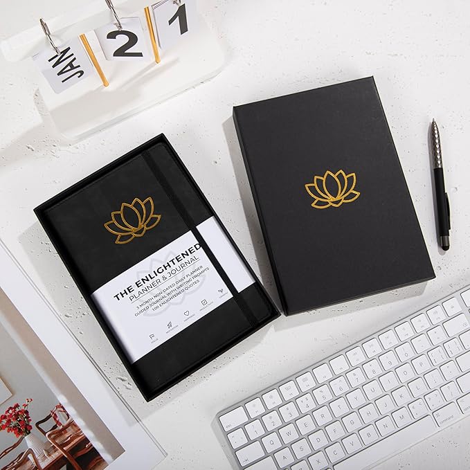 The Enlightened Planner & Journal - A 2-in-1 Daily Planner and Guided Journal with Inspiring Writing Prompts - Build Productivity and a Positive Mindset - 3 Months Undated