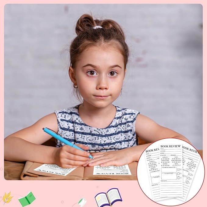 L1rabe Book Review Bookmarks for Readers - Back to School Gift 100 Book Marker Reading Log Page Markers for Bookish Bookworm Gift, Reading Page Tracker for Students Teachers Women to Review Tracker