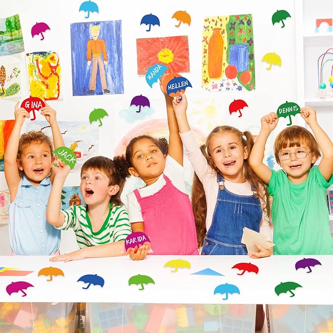 Geyee 108 Pcs Umbrella Cutouts 6 Inch Paper Spring Bulletin Board Decorations Classroom Cut Outs Umbrellas Shaped Die Cuts for DIY Projects Craft Office School Party Decor