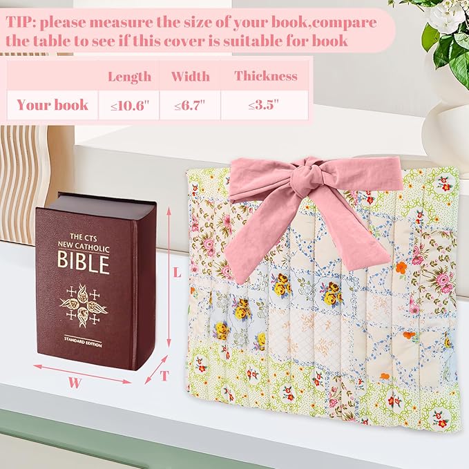 Bible Cover Case for Women,Large Bible Tote Bags for Women Organizer Quilted Bible Carrying Case(new) (Splicing Flower)