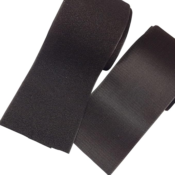 BlueDot Trading One Set of Hook & Loop Fastener Sew-On Style for use with Bags, Clothes, Costumes, Office, Home, or School, 6" Wide x 2' Length, Black