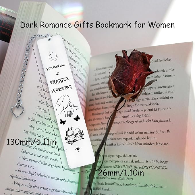 Smutty Book Lovers Gifts, Trigger Warning, Dark Romance Good Girl Book Reader Gifts for Sister Bestie Spicy Bookmark for Women Funny Bookish Bookworm Gifts Christmas Birthday