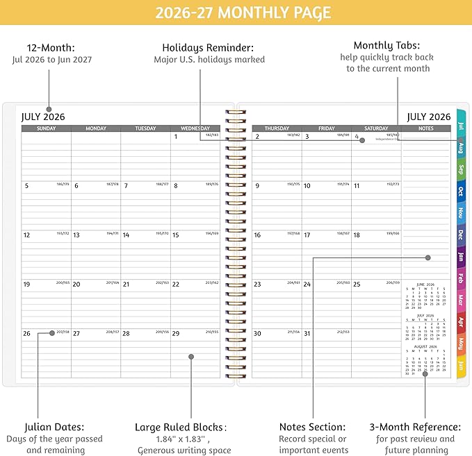 Appointment Book 2026-2027 - Appointment Planner with Weekly ＆ Monthly Spread, Jul 2026 - Jun 2027, 8.5’’ x 10.5’’, Large, 15 Minute Increments, 2026-2027 Daily Planner with Pockets, Tabs, thick paper
