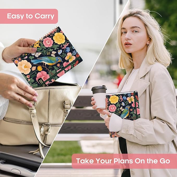 2026 Planner, Weekly and Monthly Calendar Planner Book, January 2026 - December 2026, Hardcover Spiral Planner with Monthly Tabs, Notes Pages, Perfect for Women & Men, A5 (6.4" x 8.5") - Bird